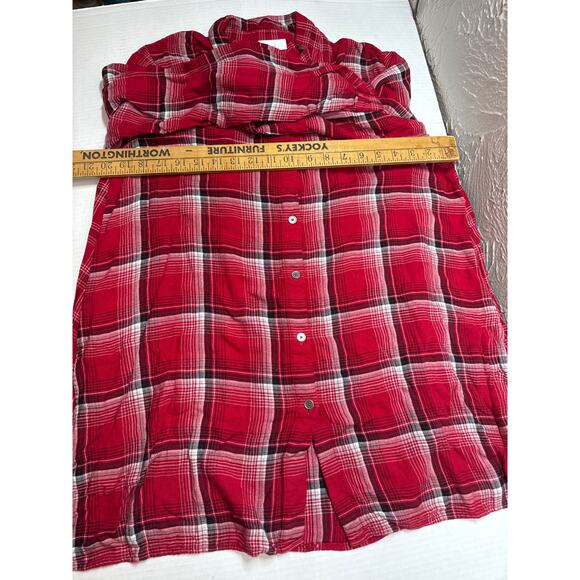 J. Jill Women Red Black Plaid Button Front Tunic Swing Top Pockets Size Medium - Picture 5 of 5